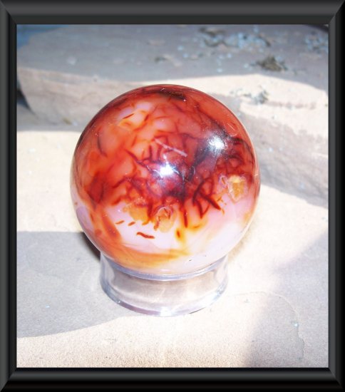 62mm Carnelian Sphere Gemstone Crystal Ball with stand