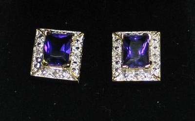 Amethyst & Diamond Earrings.