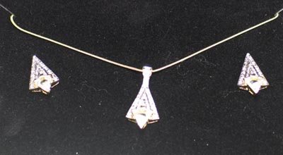 White Topaz and Diamond Pendant and Earring Set