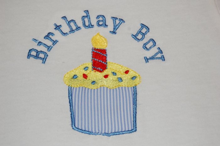 Birthday Boy Shirt with Applique Cupcake