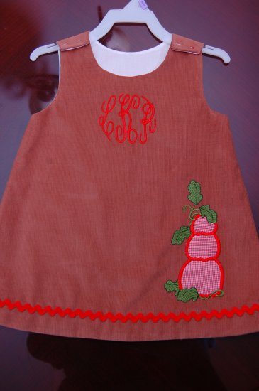Pumpkin dress with monogram