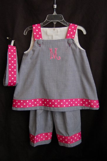 Pink Ribbon Gingham Capri Set