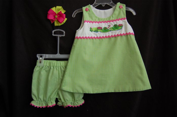 Green Gingham Frog Dress