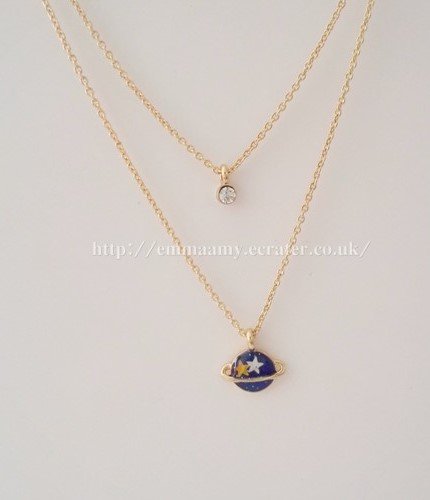 Blue Planet Universe Fantasy Charm Gided Japanese Style Necklace