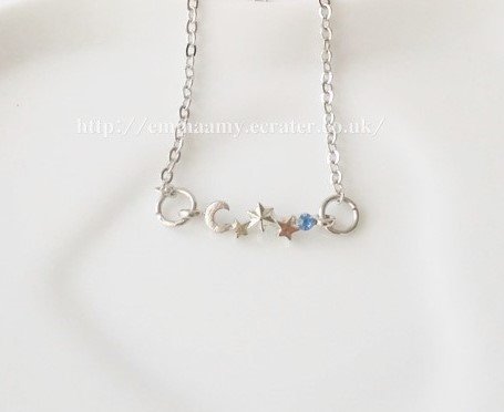 Silver Plated Siimple Moon Srars Silver Chain Necklace