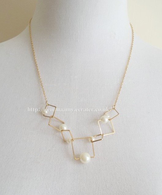 Geometric Pearl Gold Chain Japanese Style Necklace