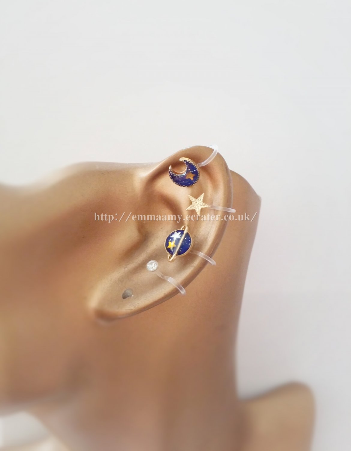 Blue Fantasy Planet Cosmic Ear Clips Set