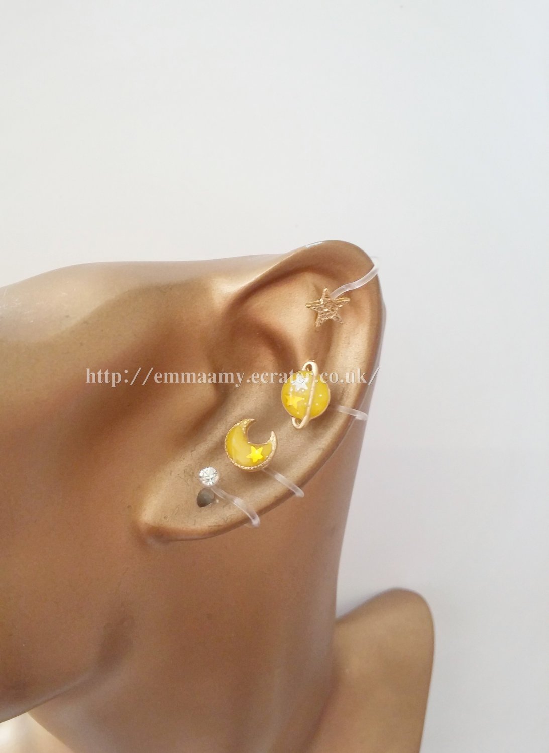 Yellow Fantasy Planet Cosmic Ear Clips Set