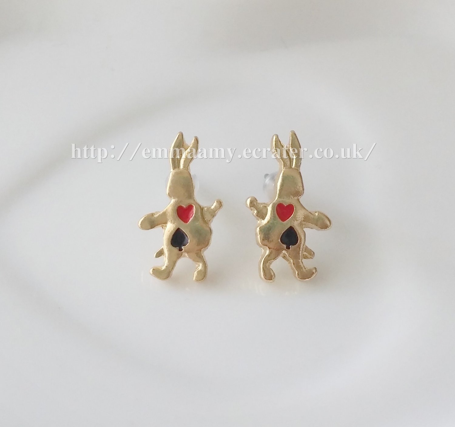 Gold Poker Alice Naughty Bunny Stud Earrings