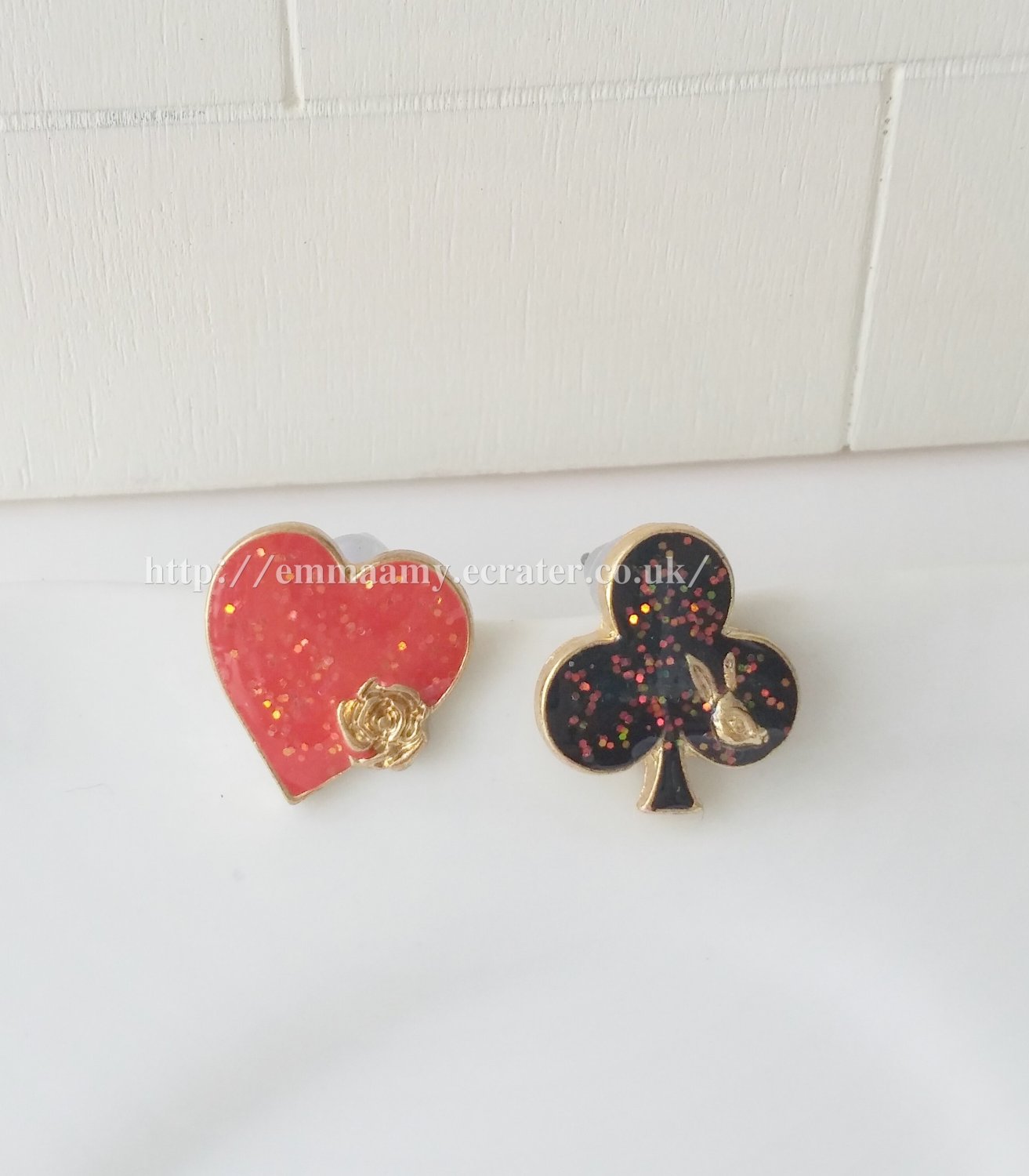 Blank Plum Red Rabbit Hearts Stud Earrings