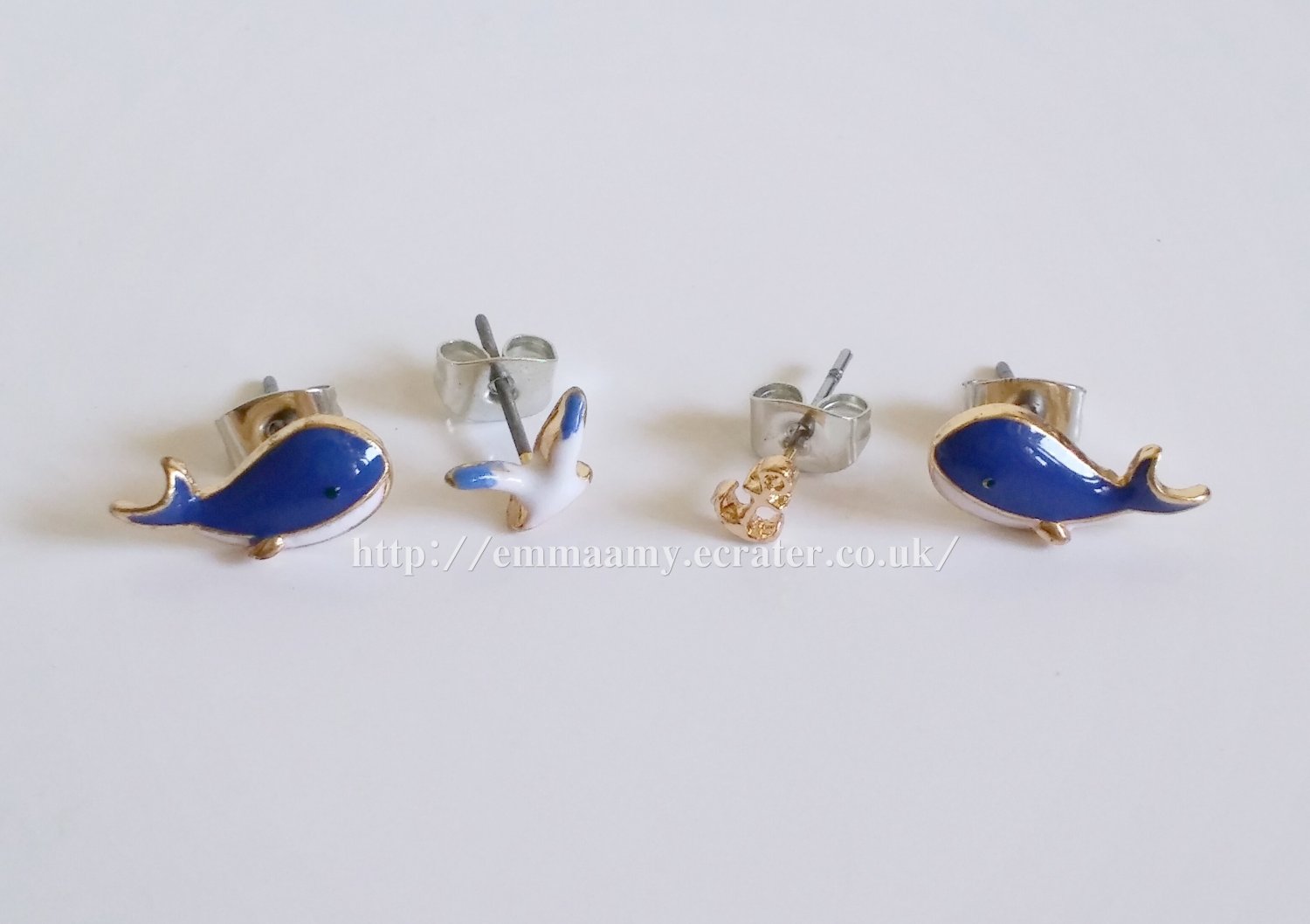 Blue Cute Dolphin Seagull Stud Earrings Set