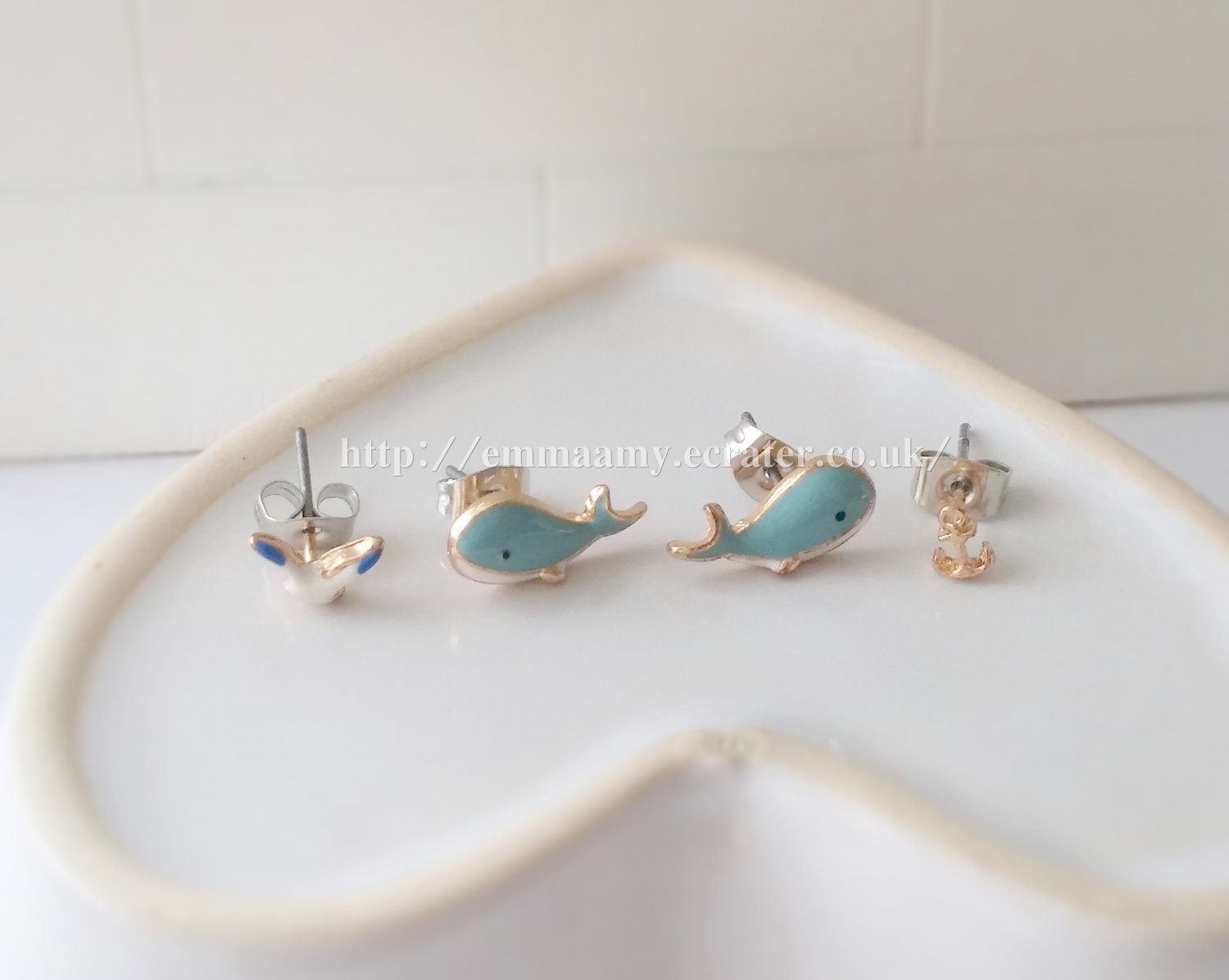 Light Blue Cute Dolphin Seagull Stud Earrings Set