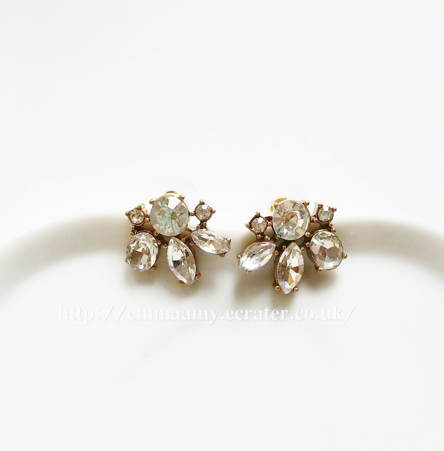 Fashion Clear Crystal Glass Cute Statement Stud Earrings