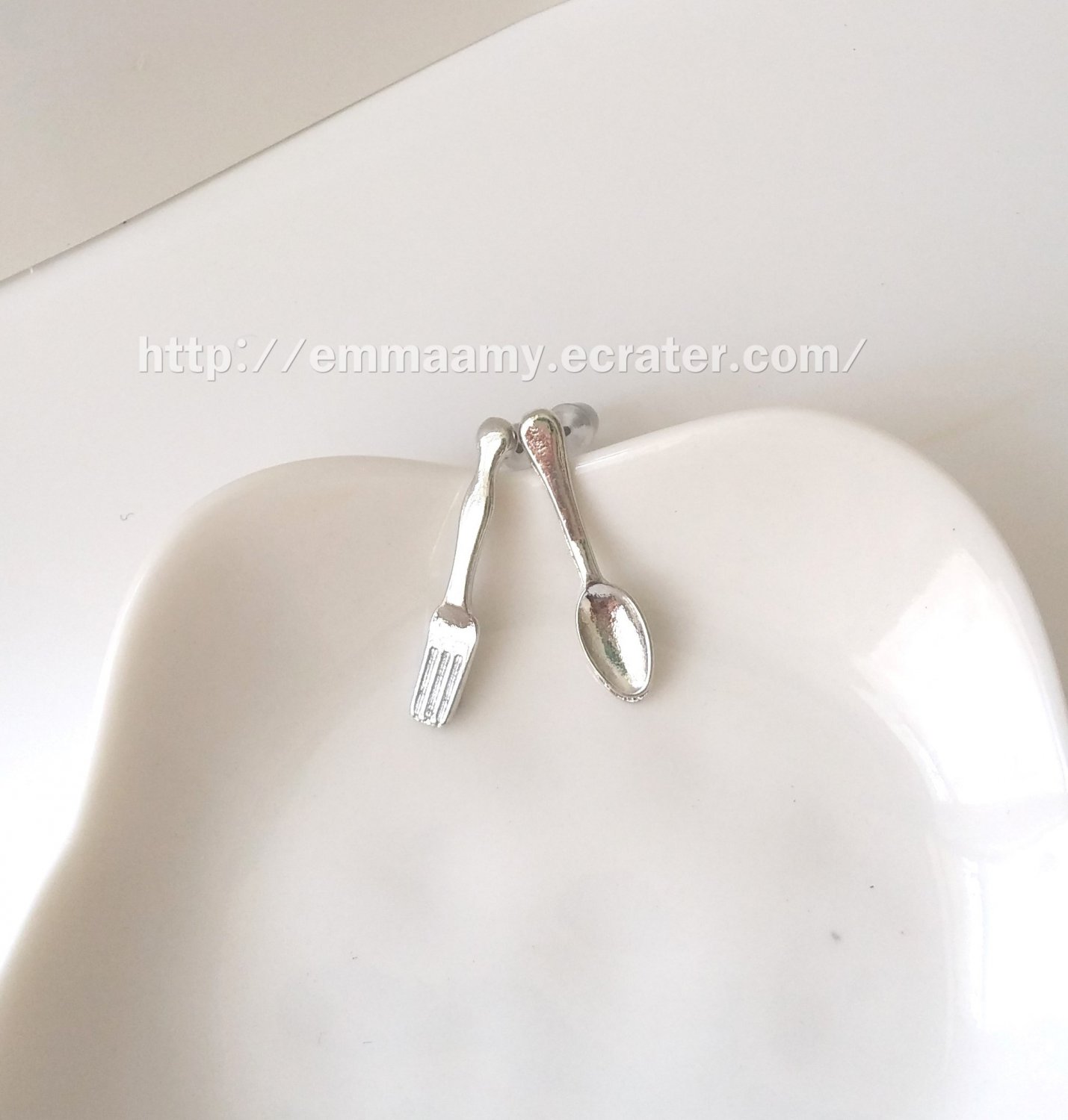 Delicate Cute Small Spoon Small Fork Stud Earrings
