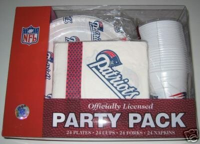 New England Patriots 96 pc. Party Pack Cups Plates Napkins Gift