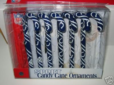 Indianapolis Colts Candy Cane Christmas Tree Ornament Set Gift