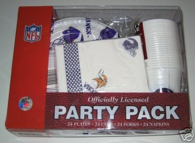 Minnesota Vikings 96pc Party Pack Cups Plates Napkins Gift