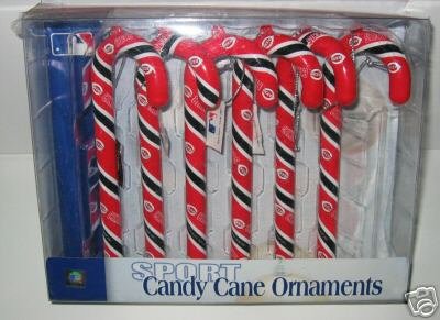 Cincinnati Reds Candy Cane Christmas Tree Ornament Set Gift
