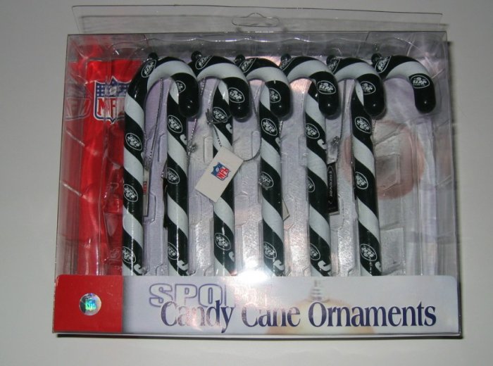 New York Jets Candy Cane Christmas Tree Ornament Set Gift