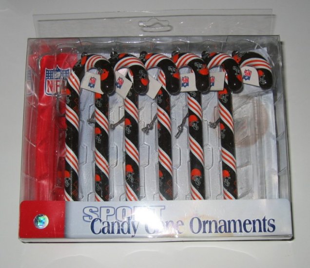 Cleveland Browns Candy Cane Christmas Tree Ornament Set Gift