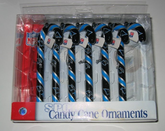 Carolina Panthers Candy Cane Christmas Tree Ornament Set Gift