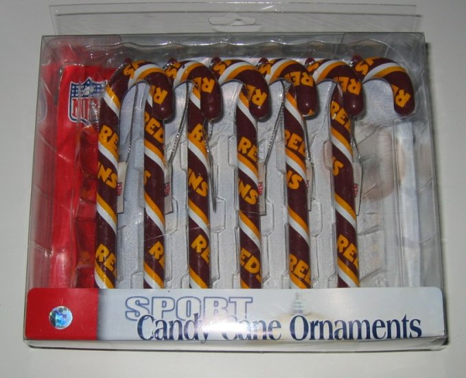 Washington Redskins Candy Cane Christmas Tree Ornament Set