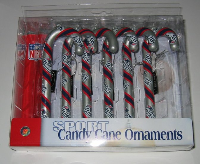 New England Patriots Candy Cane Christmas Tree Ornament Set Gift