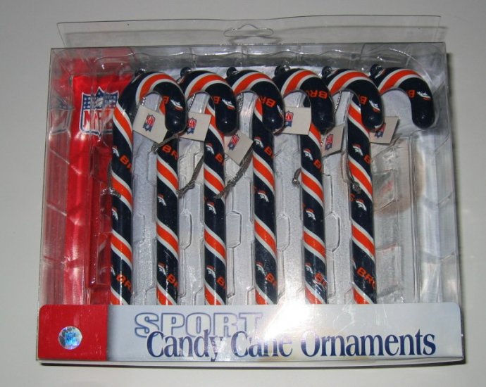 Denver Broncos Candy Cane Christmas Tree Ornament Set Gift