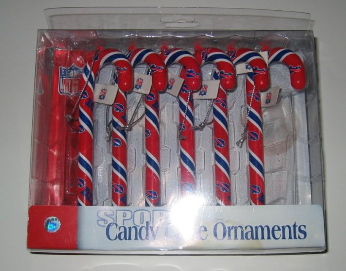 Buffalo Bills Candy Cane Christmas Tree Ornament Set Gift