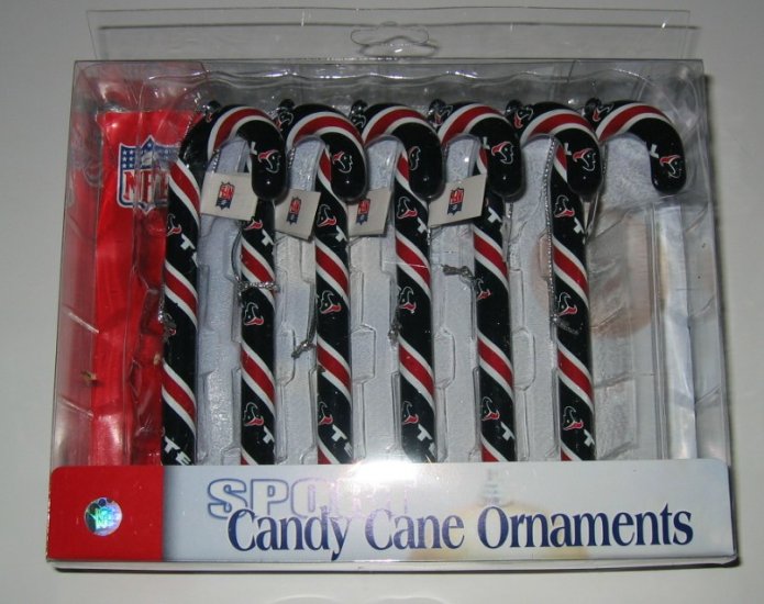 Houston Texans Candy Cane Christmas Tree Ornament Set Gift