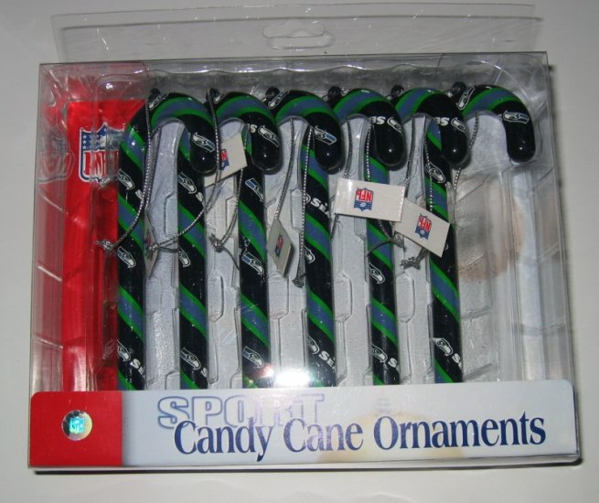 Seattle Seahawks Candy Cane Christmas Tree Ornament Set Gift