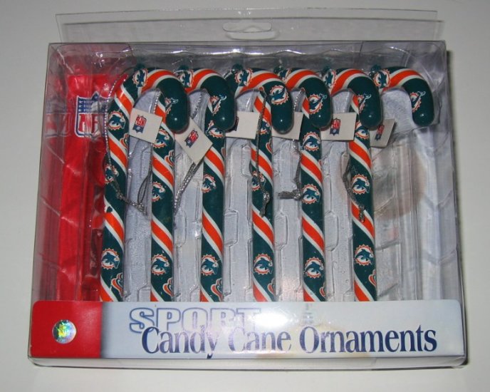 Miami Dolphins Candy Cane Christmas Tree Ornament Set Gift