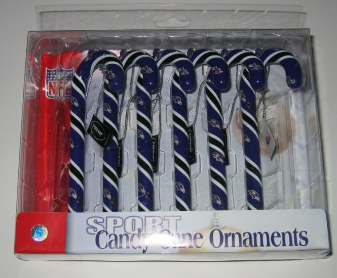 Baltimore Ravens Candy Cane Christmas Tree Ornament Set Gift