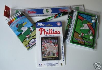 Philadelphia Phillies Kids Gift Asst. School Supplies w/ 2007 Topps Team Set