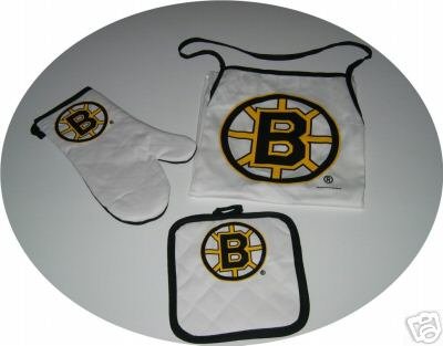 Boston Bruins Tailgate BBQ 3pc Set Apron Mitt Gift