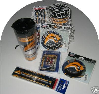 Buffalo Sabres 4pc Hockey Gift Net Basket Travel Mug