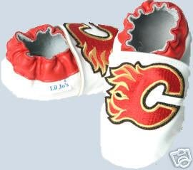 Calgary Flames Leather Baby Shoes Booties 6-12 Months