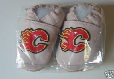 Calgary Flames PINK Leather Baby Shoes Booties 0-6 Months Gift