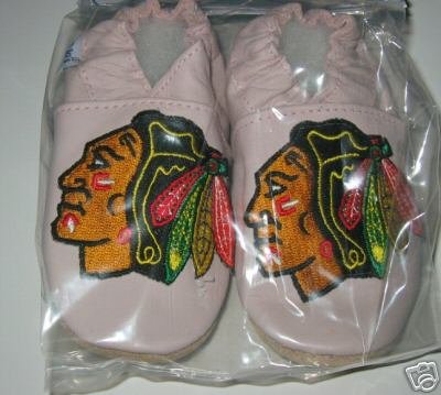 Chicago Blackhawks PINK Leather Baby Shoes Booties 0-6 Months