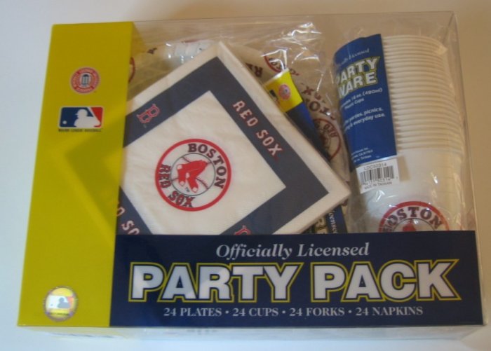 Boston Red Sox 96pc Party Pack Cups Plates Napkins Gift