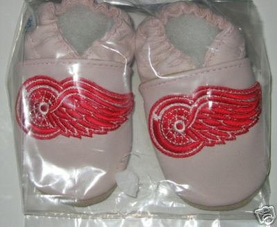 Detroit Red Wings PINK Leather Baby Shoes Booties Gift