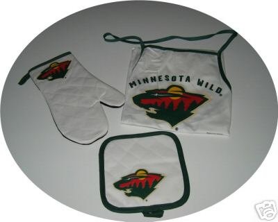 Minnesota Wild 3pc BBQ Tailgate Set Apron Mitt Gift