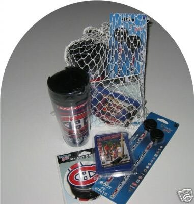 Montreal Canadiens 4pc Hockey Gift Net Basket Travel Mug