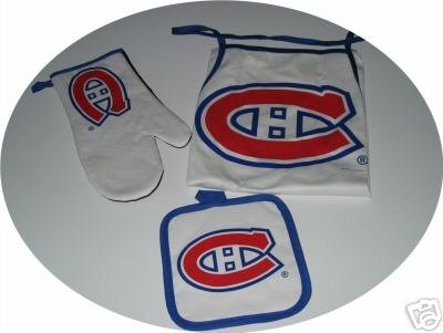 Montreal Canadiens 3pc BBQ Tailgate Set Apron Mitt Gift