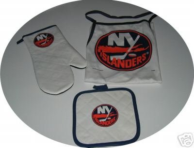 New York Islanders 3pc BBQ Tailgate Set Apron Mitt Gift