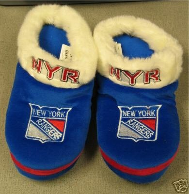 New York Rangers Fuzzy Slide On Slippers Gift Small