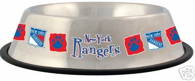 New York Rangers 32oz Stainless Steel Pet Dog Food Water Bowl Gift