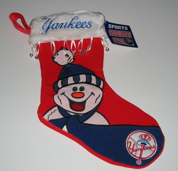 New York Yankees Snowman Christmas Stocking w/Bells Gift