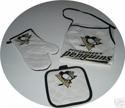 Pittsburgh Penguins 3pc BBQ Tailgate Set Apron Mitt Gift