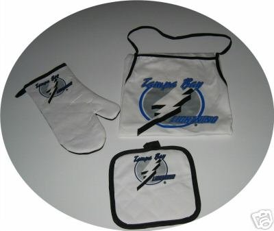 Tampa Bay Lightning 3pc BBQ Tailgate Set Apron Mitt Gift